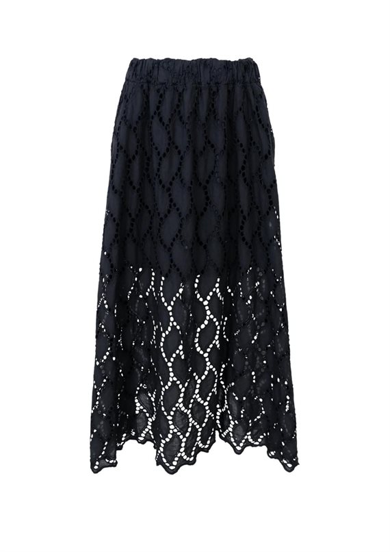 Black Colour - BCFreya Cut Lace Nederdel - Black