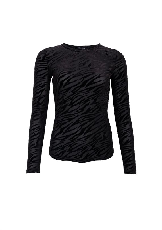 Black Colour - Zenia Mesh Blouse - Black