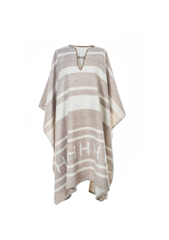 HEST - Poncho - Offwhite with Beige - Onesize