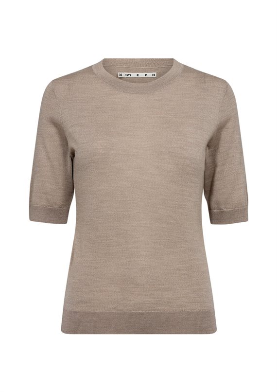 Ivy - Essex SS O-neck Strik - Beige Melange