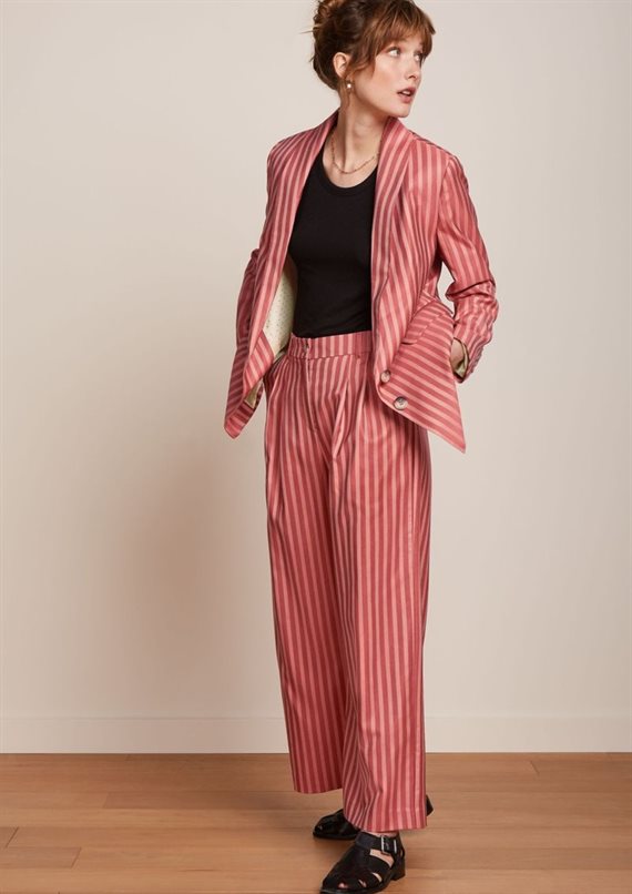 King Louie - Fintan Cropped bukser - Vice Stripe - Dusty Rose
