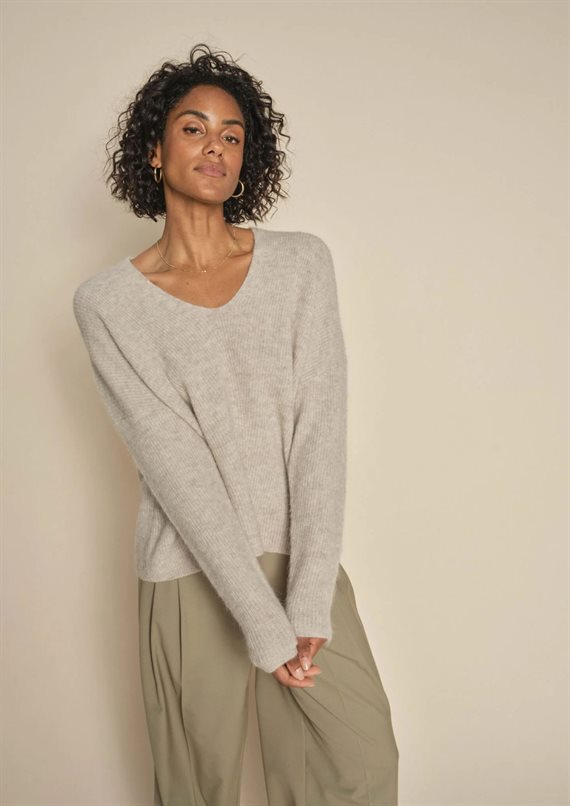 Mos Mosh - Thora Relax - Strik Cardigan - Feather Grey