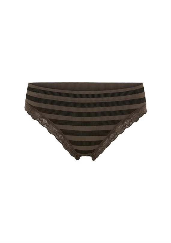 Tim & Simonsen - ISA Stripe Dark Rib Lace Trusser - Nero-Noce