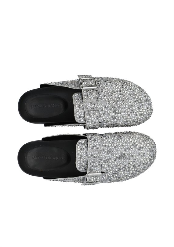 Medina x Bianco - Sand Mule Simili Stones - Silver