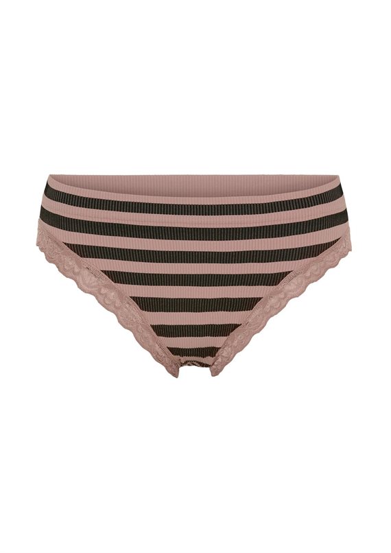 Tim&Simonsen - ISA Stripe Dark Rib Lace Trusser - Nero-Rosa Antico