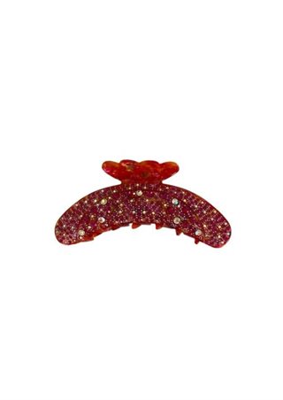 Black Colour - Hårclips - Rhinestone - Pink/Orange Lava